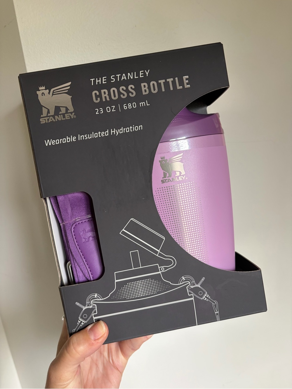Stanley Purple Cross Bottle 23 oz Wearable bottle with cross body strap
